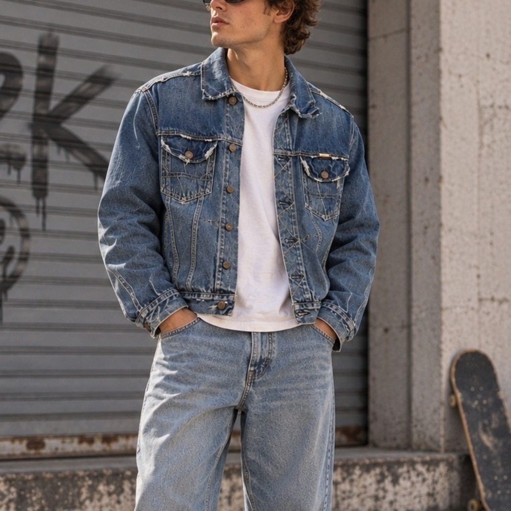Hollister Sanforized Original California Denim Jean Distressed Jacket Size L